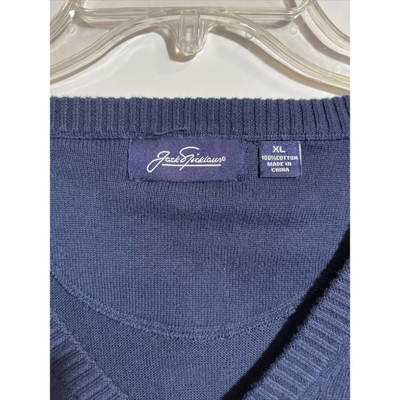 Jack Nicklaus Men's Cotton V Neck Sweater Navy XL - Picture 3 of 4